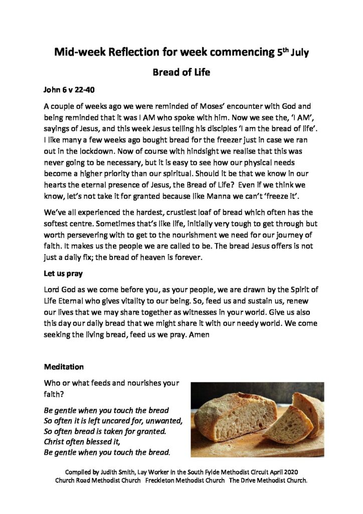Methodist Daily Reflection Rev Stephen Heath’s newsletter 9th July, readings w.c 11th and this ...